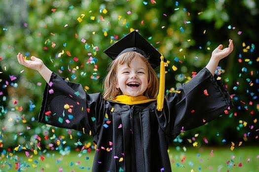 Child celebrating an end-of-term milestone